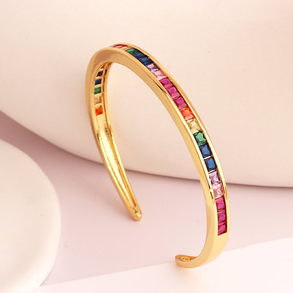 Expressive Circle Zircon Electroplating Bangles