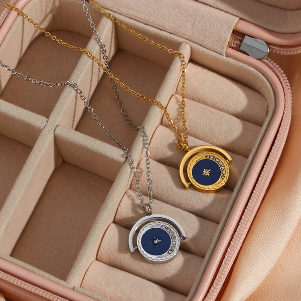 Fashion Round Geometric Stainless Steel 18K Gold Plated Necklaces