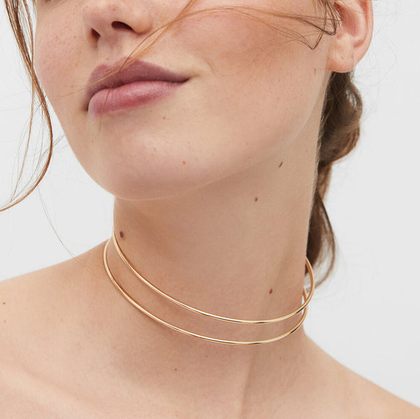 Stripe Geometric Stainless Steel Chokers