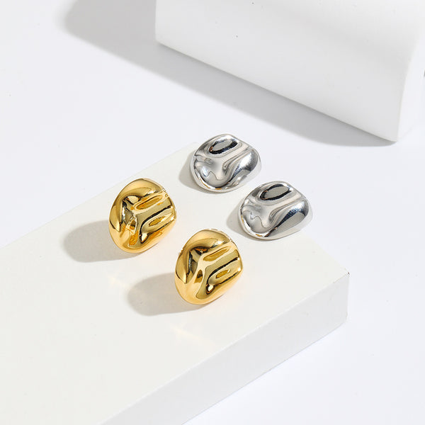 Minimalist Irregular Geometric Copper Electroplating Stud Earrings