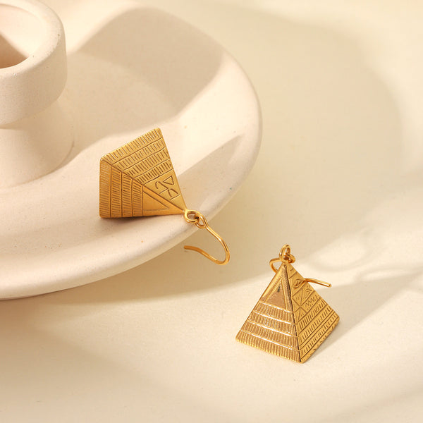 IG Style Pyramid Geometric Stainless Steel Electroplating Earrings