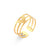 Women Fashion Stripe Geometric Stainless Steel 18K Gold Plated Rings