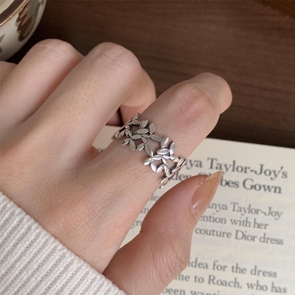 925 Sterling Silver Wheat Flower Silver Rings