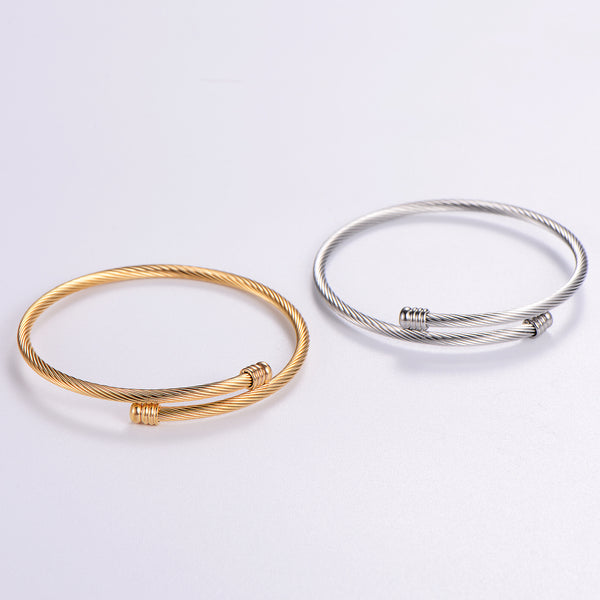 Minimalist Stripe Circle Round Stainless Steel Electroplating Bangles