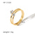 Women IG Style Circle Heart Asymmetrical Chain Geometric Stainless Steel Zircon Inlay Rings