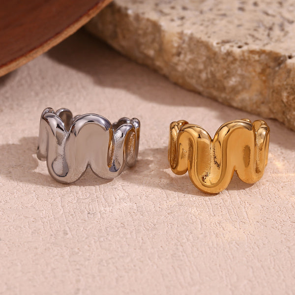 Expressive Fashion Circle Geometric Stainless Steel 18K Gold Plated Rings