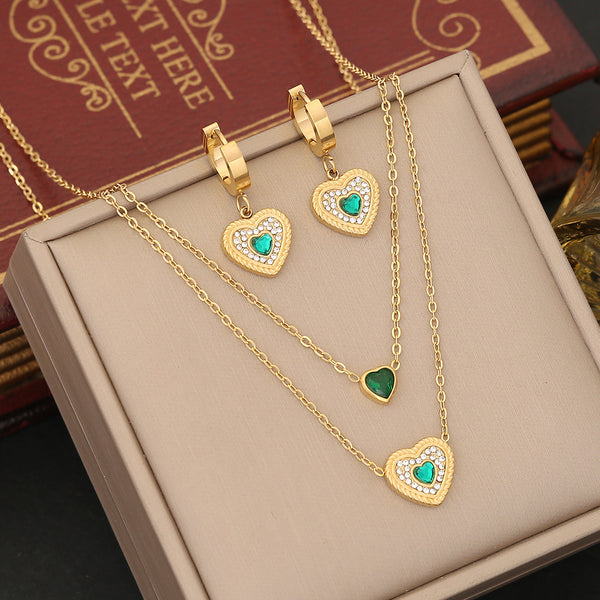 Fashion Heart Stainless Steel Electroplating Necklaces