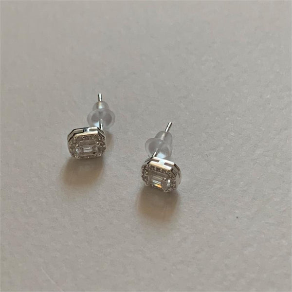 925 Sterling Silver Korean Zircon Text Letter Number Silver Electroplating Stud Earrings