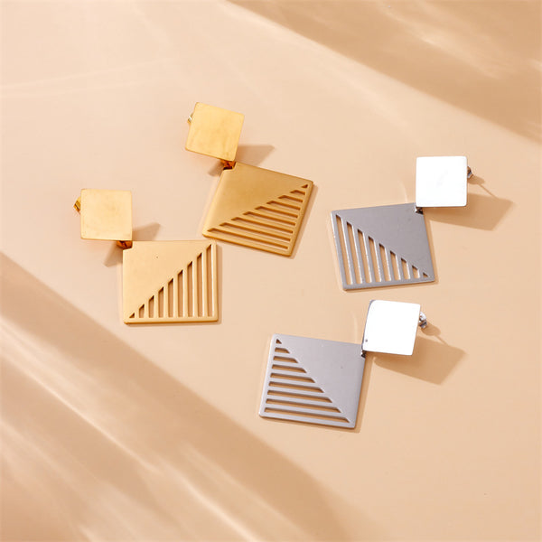 Fashion Quadrilateral Geometric Stainless Steel Electroplating Earrings