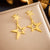 Fashion Pentagram Star Titanium Steel Electroplating Earrings