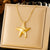 Fashion Bowknot Pentagram Star Bowknot Stainless Steel Electroplating Necklaces