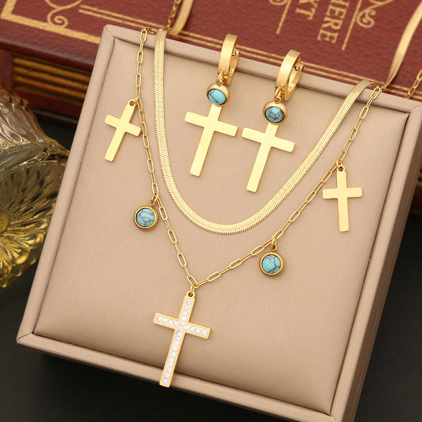 Expressive Cross Stainless Steel Electroplating Necklaces