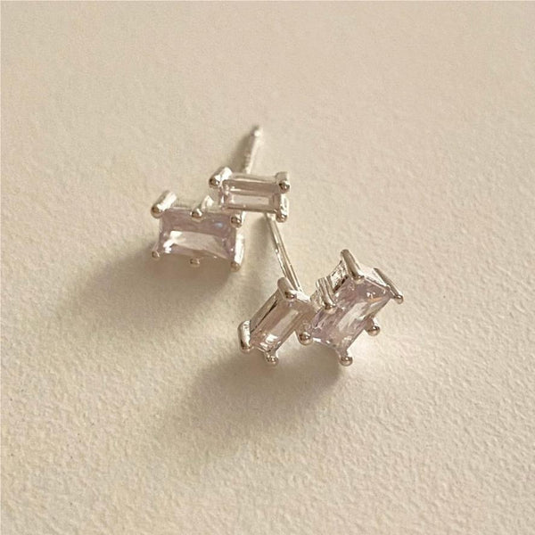 925 Sterling Silver Korean Geometric Text Letter Number Silver Electroplating Stud Earrings