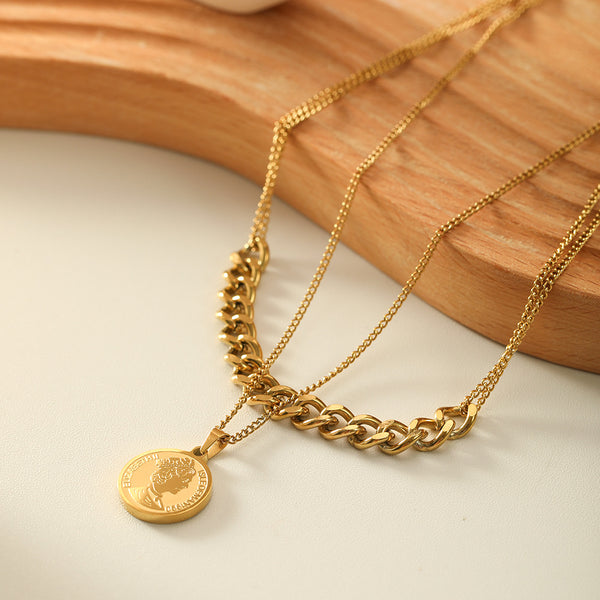 IG Style Circle Chain Geometric Stainless Steel Electroplating Necklaces