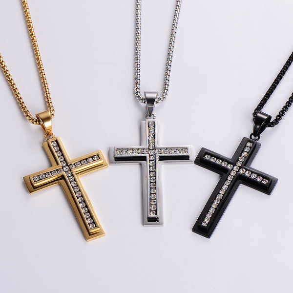 Hip Hop Cross Stainless Steel Electroplating Pendants