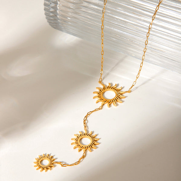 IG Style Chain Sunflower Geometric Stainless Steel Electroplating Necklaces