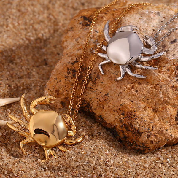 Fashion Crab Chinese Zodiac Animal Stainless Steel 18K Gold Plated Necklaces