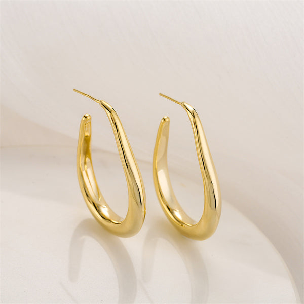 Women Ellipse Geometric Copper Electroplating Earrings