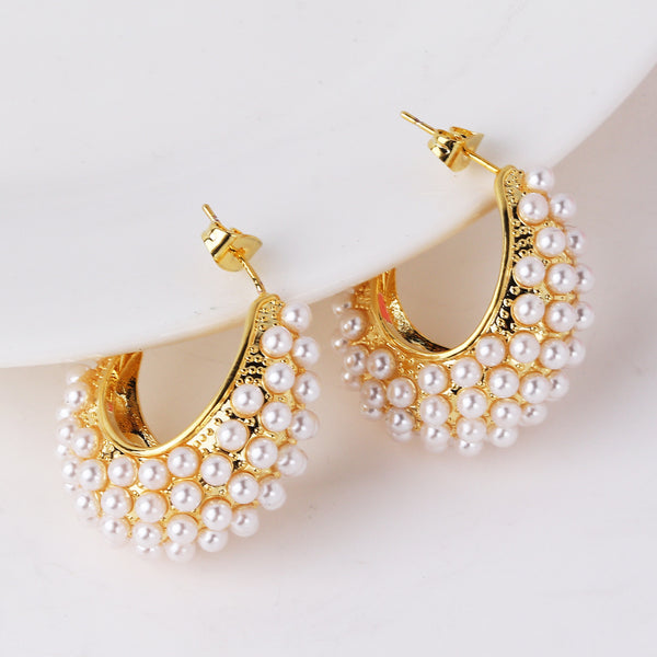 Fashion Pearl Droplet Copper Electroplating Stud Earrings