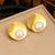 Fashion Round Geometric Stainless Steel Electroplating Stud Earrings