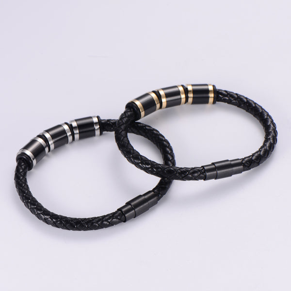 Unisex Metal Leather Bangles