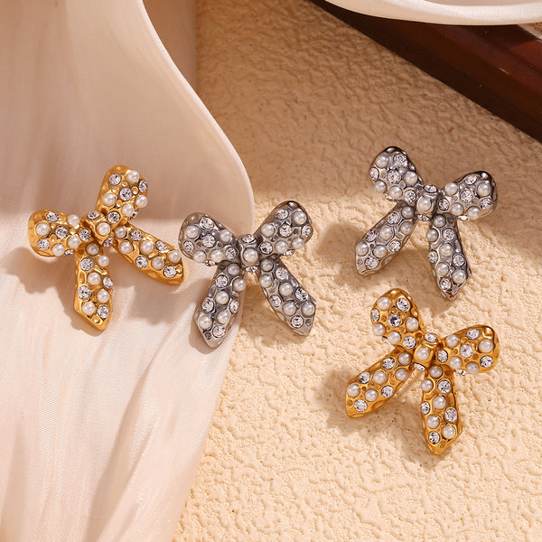 Fashion Bowknot Stainless Steel Electroplating Stud Earrings