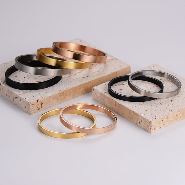 Minimalist Round Stainless Steel Electroplating Bangles