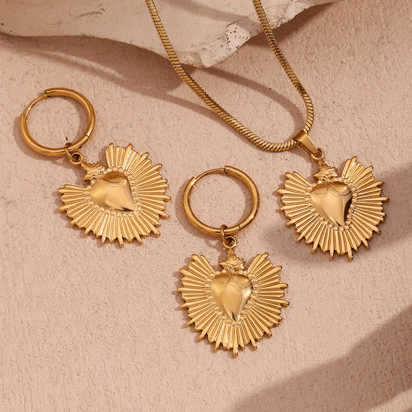 Fashion Heart Geometric Stainless Steel 18K Gold Plated Necklaces