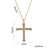 Moderate Luxury Cross Geometric Titanium Steel 18K Gold Plated Necklaces