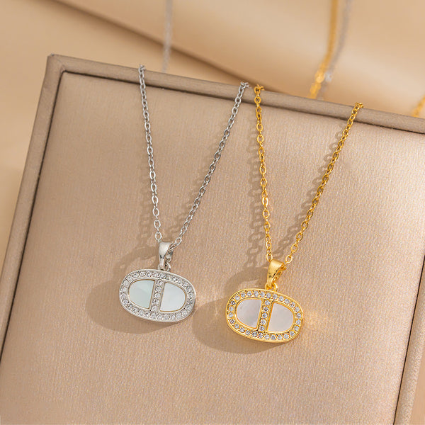 Minimalist Round Geometric Titanium Steel Electroplating Necklaces