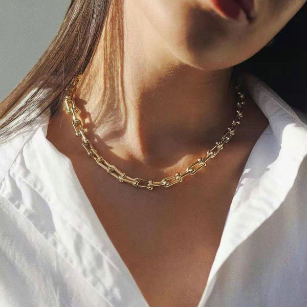 IG Style Chain Geometric Stainless Steel 18K Gold Plated Necklaces