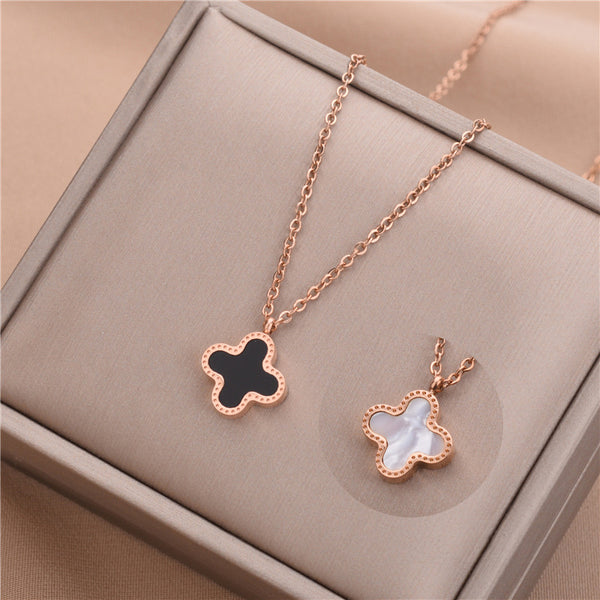 Flower Titanium Steel 18K Gold Plated Necklaces