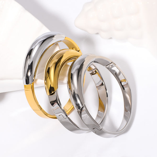 IG Style Geometric Stainless Steel Electroplating Bangles