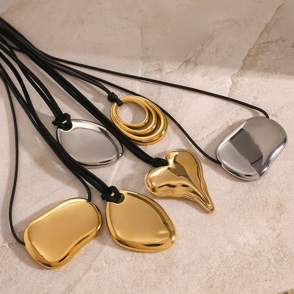 Minimalist Asymmetrical Geometric Stainless Steel Electroplating Necklaces