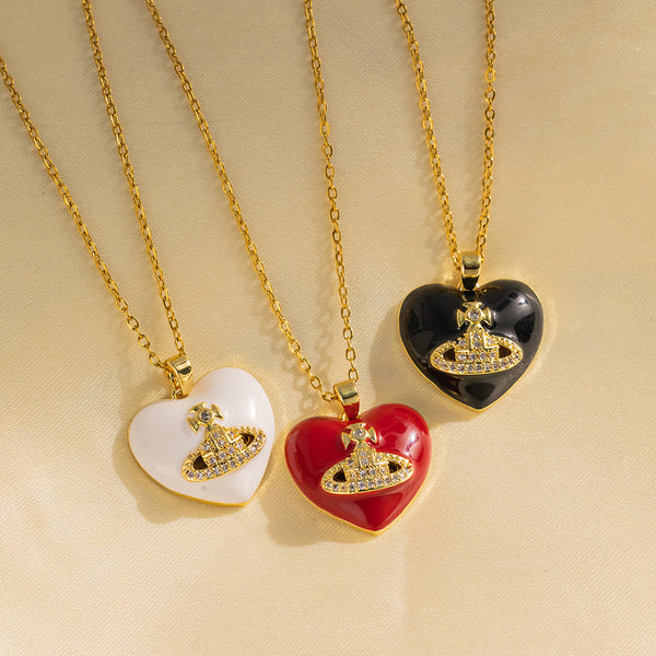 Moderate Luxury Heart Titanium Steel 18K Gold Plated Necklaces