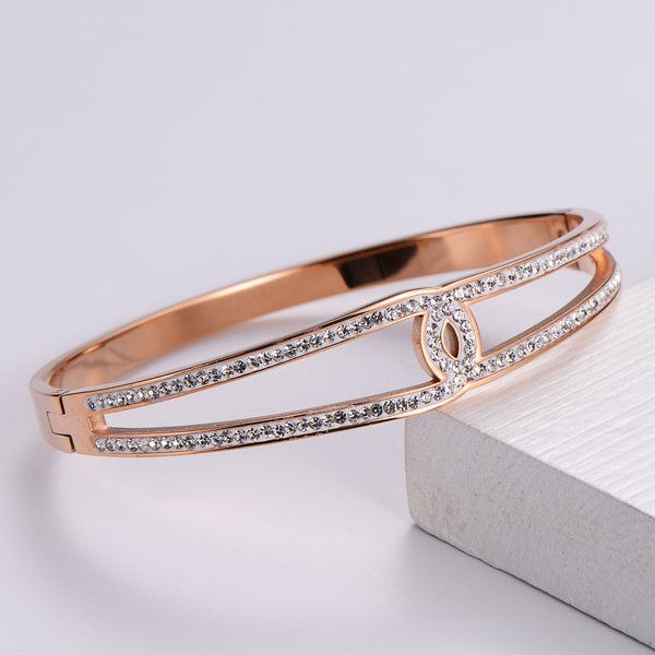 IG Style Women Metal Diamond Cartoon Stainless Steel Bangles