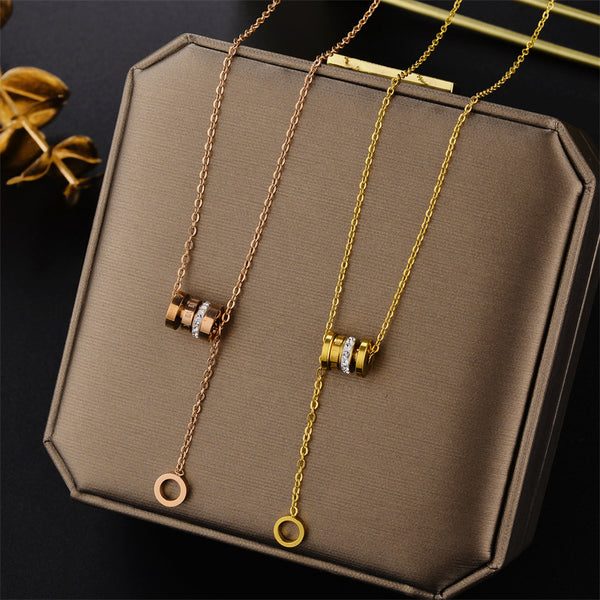 Fashion East Asia Symbol Geometric Titanium Steel 18K Gold Plated Necklaces