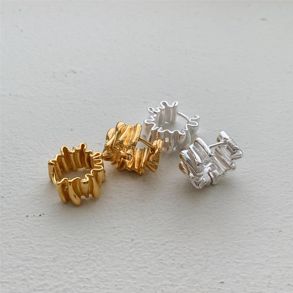 925 Sterling Silver Korean Chamfered Cube Text Letter Number Silver Electroplating Stud Earrings