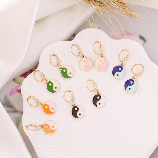 Retro Unisex Vintage Yin And Yang Alloy Oiling Earrings