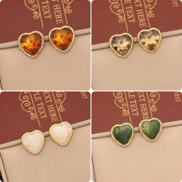 Maillard Heart Heart Stainless Steel Electroplating Stud Earrings