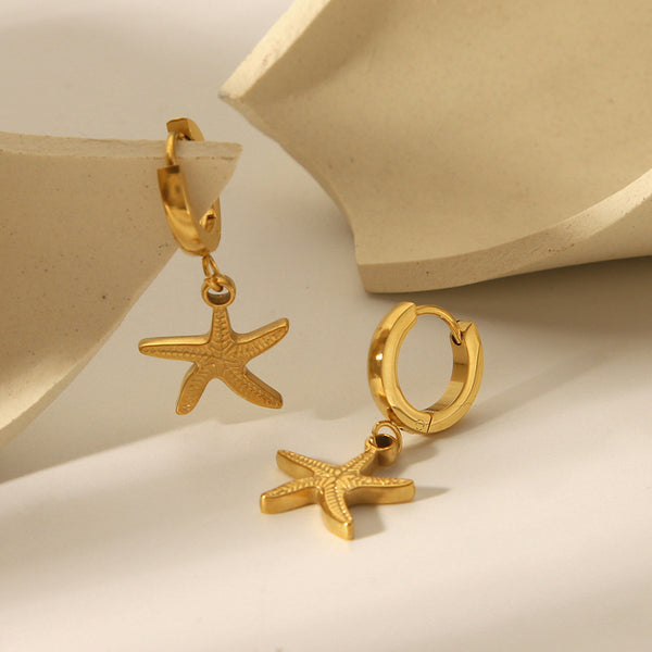 IG Style Starfish Geometric Stainless Steel Electroplating Earrings