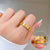 Women Luxurious Circle Round Ellipse Geometric Copper Zircon Inlay Rings