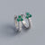 925 Sterling Silver Women Geometric Flower Silver Diamond Inlay Stud Earrings