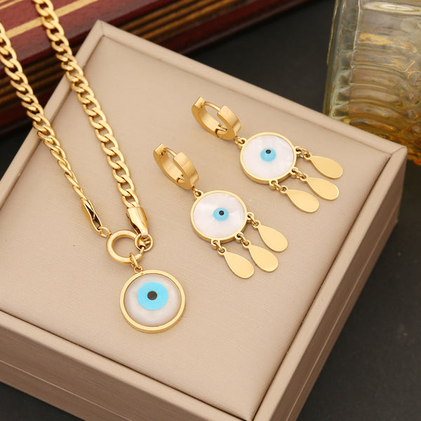 Expressive Eye Stainless Steel Oil Dripping Necklaces