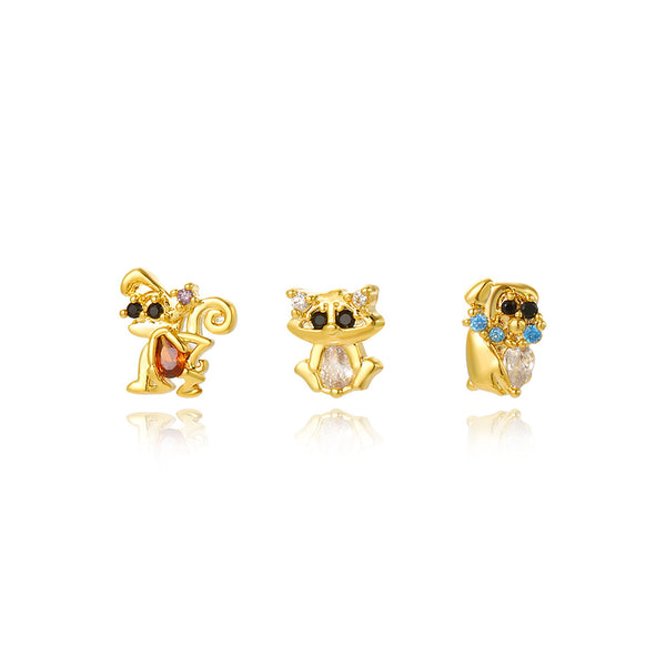 Cartoon Cartoon Zircon Zircon Inlay Earrings