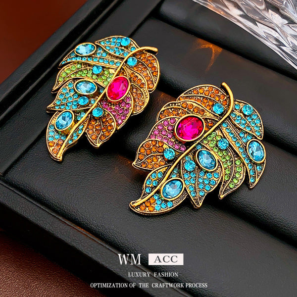 Medieval Leaf Geometric Alloy Electroplating Earrings