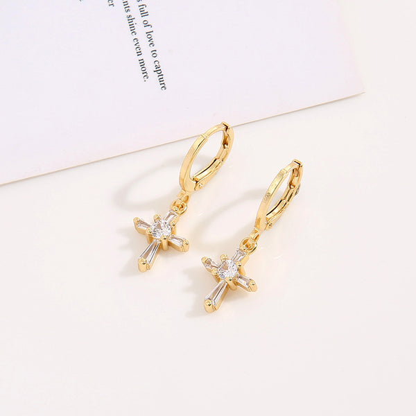 Vintage Versatile Retro Women Vintage Metal Retro Cross Drop Earrings