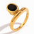 Women Fashion Ellipse Circle Geometric Stainless Steel 18K Gold Plated Rings