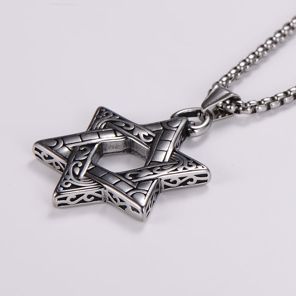 Expressive Pentagram Geometric Titanium Steel Polishing Pendants