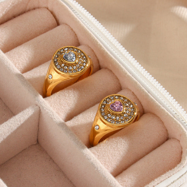 Women Geometric Stainless Steel 18K Gold Plated Rings